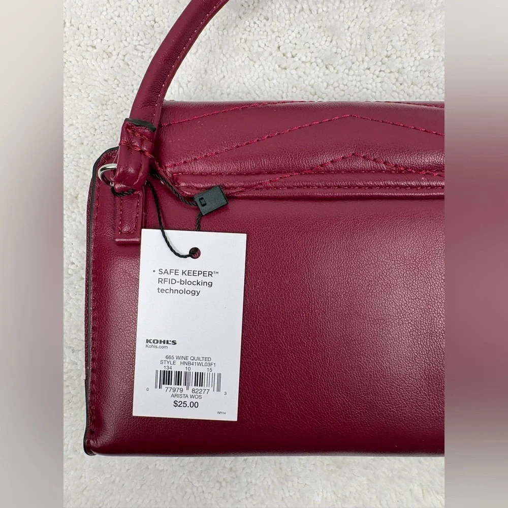 NWT Kohl’s Burgundy Quilted Faux Leather Crossbody Adjustable Strap